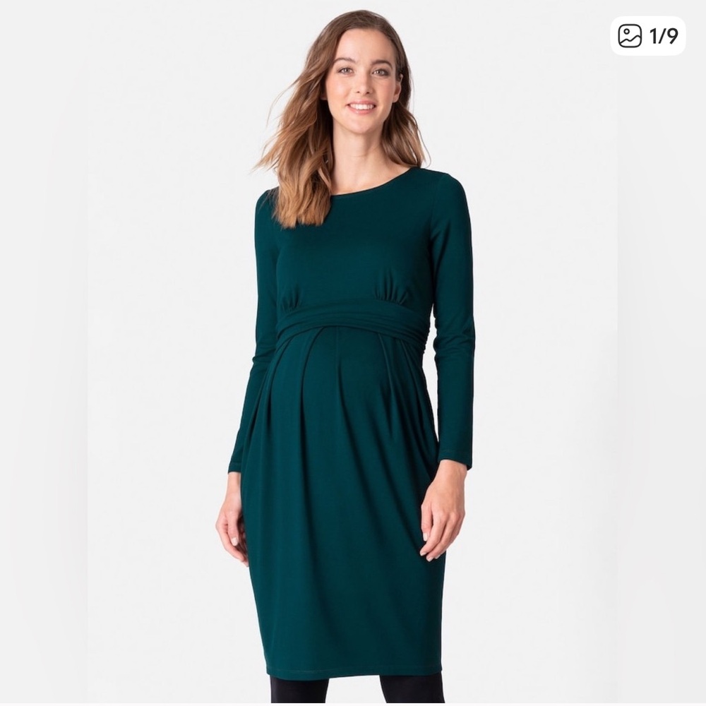 Seraphine Teal Maternity and Nursing Dress